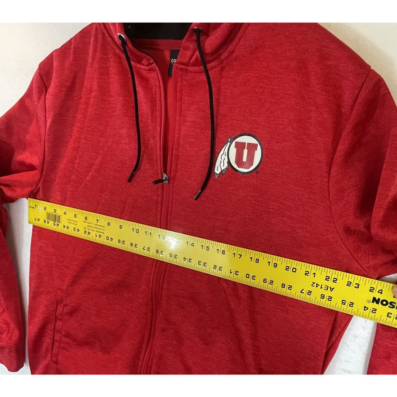 Utah Utes Colosseum Red Full Zip Hooded Fleece Jacket Coat Mens L NCAA Athletics - Picture 7 of 9